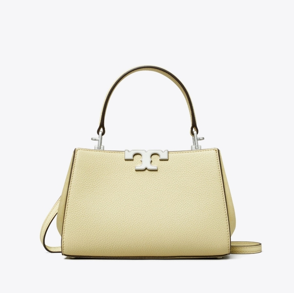 NWT. Tory Burch Mini Eleanor Pebbled Satchel. Lemon Sugar. - Picture 10 of 11